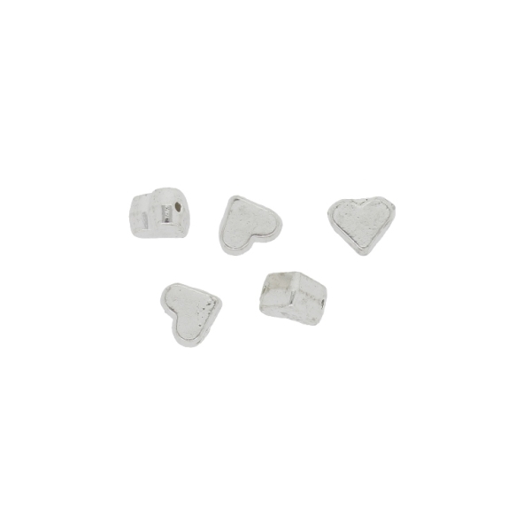 METAL BEADS - HEART 13 - 6.5x6x4mm SILVER - 15pcs. Hole-0.9mm