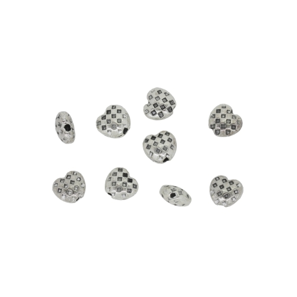 METAL BEADS - HEART CHESS - 5.5x6x3mm NICKEL - 25pcs. Hole-1.2mm