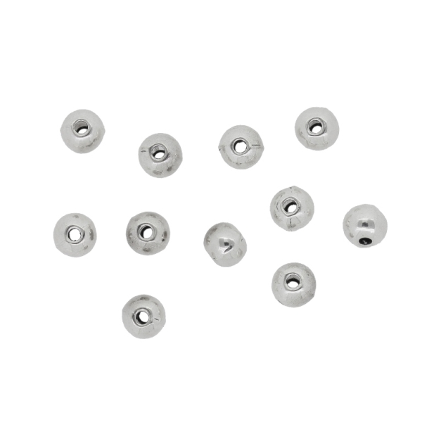 METAL BEADS - BALL - 6x5mm SILVER - 15pcs. Hole-1.6mm