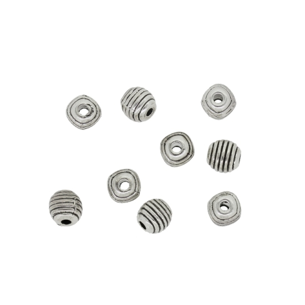 METAL BEADS - BALLS RELIEF STRIPE 06 - 5.5x6mm NICKEL - 15pcs. Hole-1.6mm