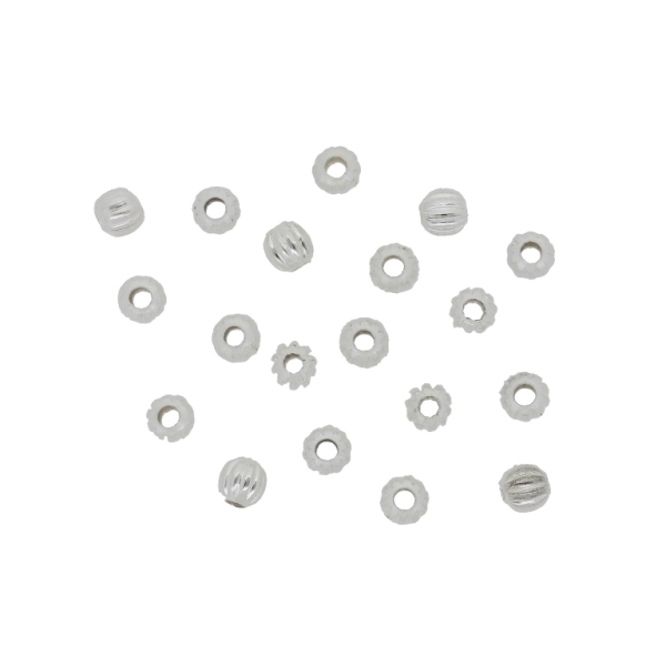 METAL BEADS - BALL RELIEF STRIPES 07 - 4mm SILVER - 50pcs. Hole-1.7mm