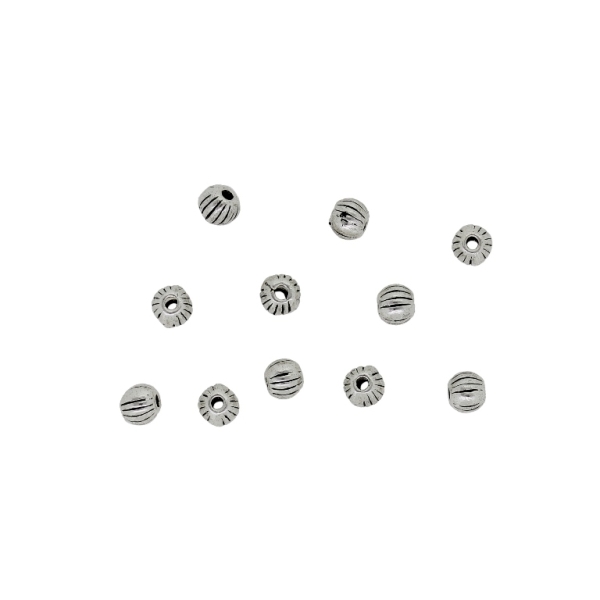 METAL BEADS - BALLS RELIEF STRIPE 05 - 3x3.5mm NICKEL - 40pcs. Hole-1.0mm