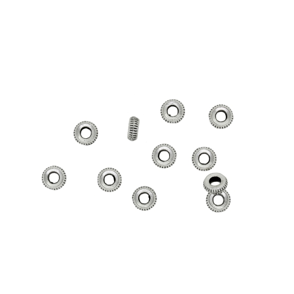 METAL BEADS - WASHER STRIPE 01 - 4.5x2mm NICKEL - 50pcs. Hole-1.8mm