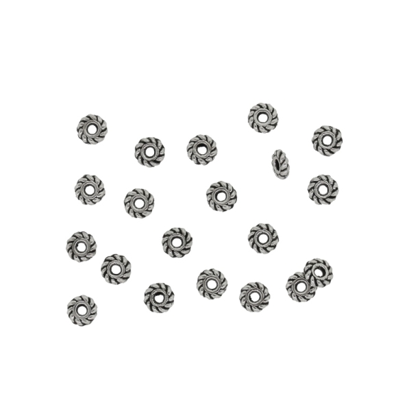 METAL BEADS - WASHER RELIEF 03 - 4x1mm NICKEL - 60pcs. Hole-1.2mm