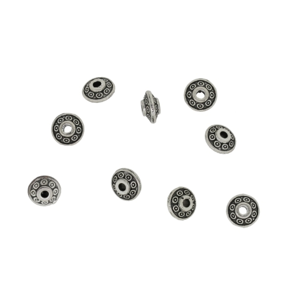 METAL BEADS - WASHER RELIEF CIRCLES - 6.5x3.5mm NICKEL - 20pcs. Hole-1.6mm