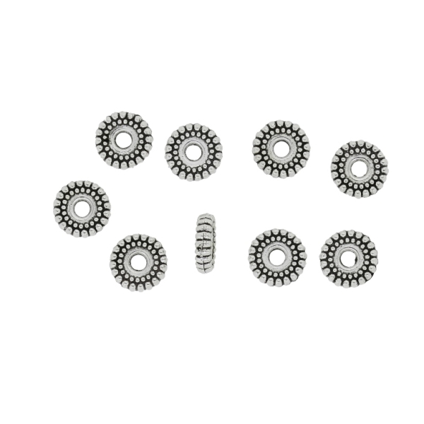 METAL BEADS - WASHER RELIEF BALLS 01 - 7.5x2mm NICKEL - 20pcs. Hole-2.0mm