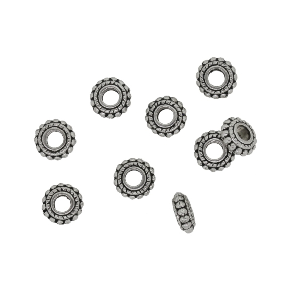 METAL BEADS - WASHER RELIEF BALLS 02А - 7.5x3mm NICKEL - PACKAGE 200pcs. Hole-3.0mm