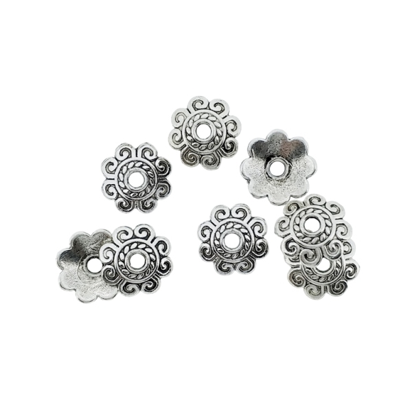 METAL BEADS - HAT RELIEF 02 - 8x2mm NICKEL - 30pcs. Hole-1.6mm