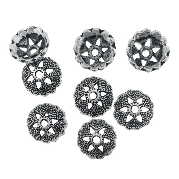 METAL BEADS - HAT RELIEF 05 ROUGH - 9x3mm NICKEL - PACKAGE 270pcs. Hole-1.5mm