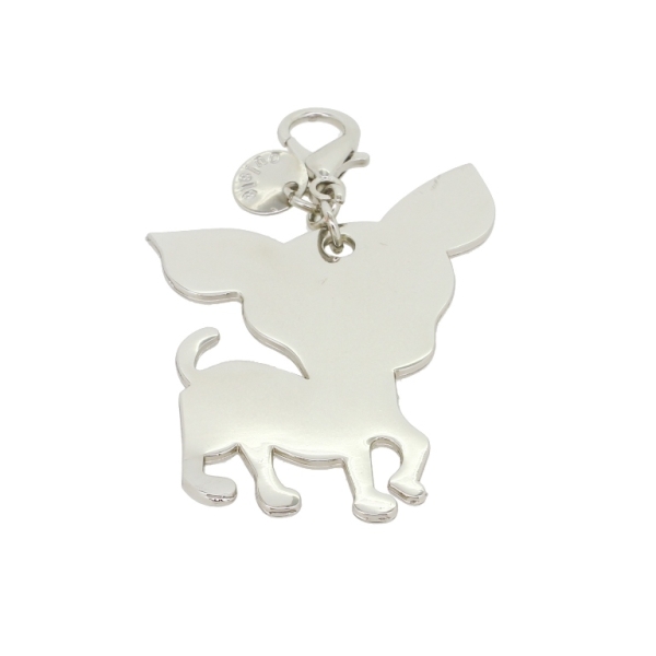 METAL - CHARMS PENDANT WITH CLASP 1 HOLE UV COATING 21mm - DOG 03 - 45x65x2mm NICKEL COLOR - 1pc. Hole-3.6mm