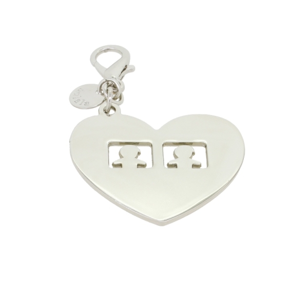 METAL - CHARMS PENDANT WITH CLASP 1 HOLE UV COATING 21mm - HEART WITH PEOPLE - 45x41x4mm NICKEL COLOR - 1pc. Hole-3.0mm