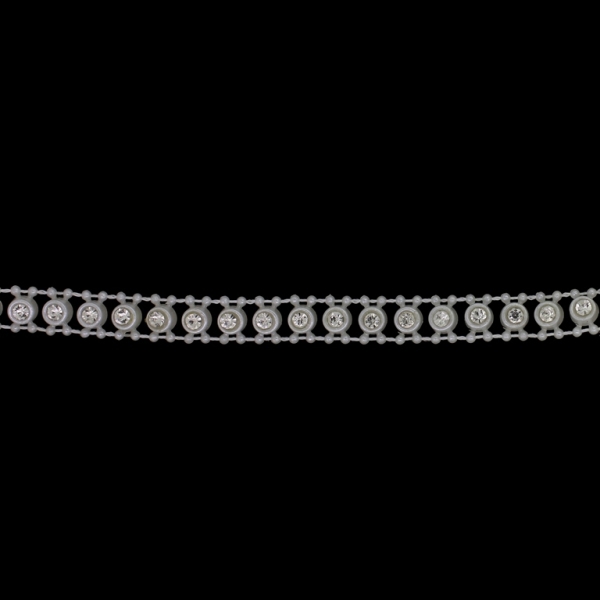 PLASTIC BEADED TRIM GARLAND - CRYSTAL WITH BALLS - 6x10mm WHITE WITH WHITE - ROLL 10yards(9m)