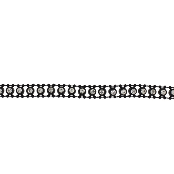 PLASTIC BEADED TRIM GARLAND - CRYSTAL WITH BALLS - 6x10mm BLACK WITH WHITE - ROLL 10yards(9m)