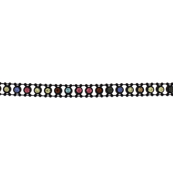 PLASTIC BEADED TRIM GARLAND - CRYSTAL WITH BALLS - 6x10mm BLACK WITH MIX - ROLL 10yards(9m)