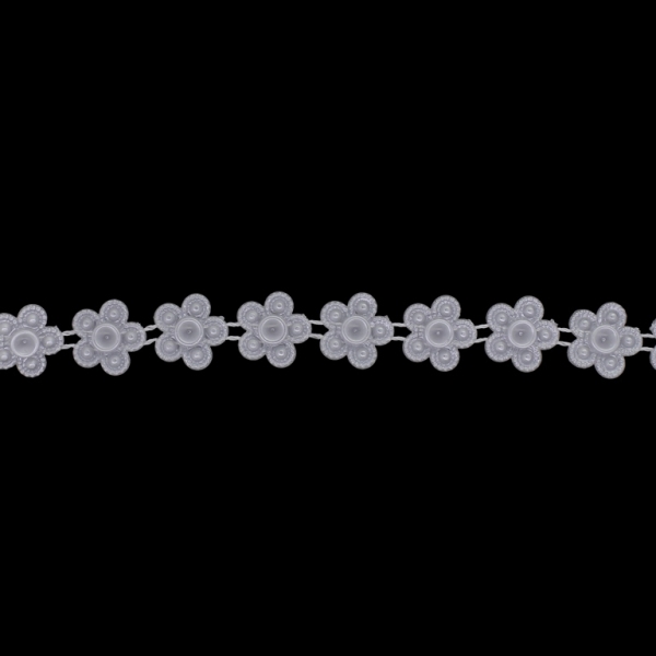 PLASTIC BEADED TRIM GARLAND - FLOWER 02 - 14x4mm WHITE - PACKAGE 50meters