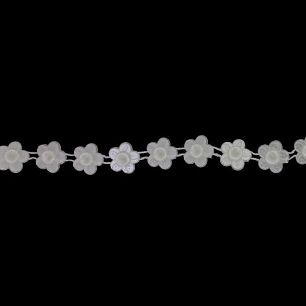 PLASTIC BEADED TRIM GARLAND - FLOWER 03 - 12x4mm ECRU - PACKAGE 50meters