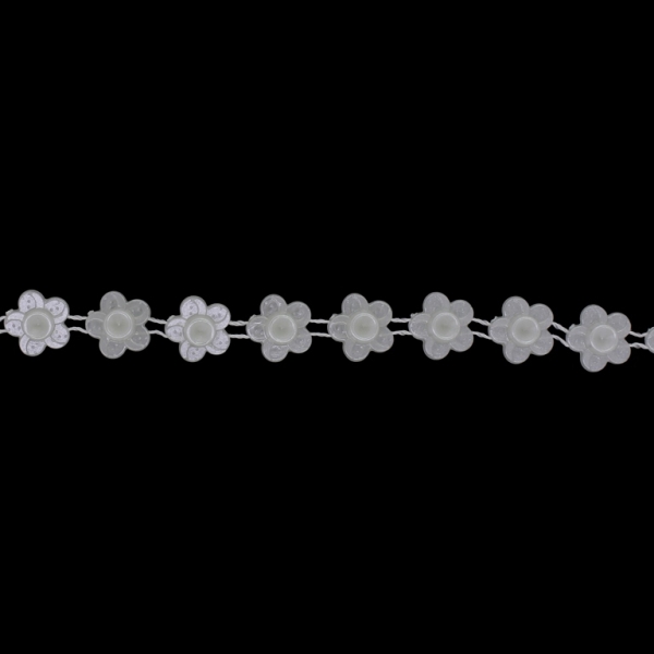 PLASTIC BEADED TRIM GARLAND - FLOWER 03 - 12x4mm ECRU (LIGHT) - PACKAGE 50meters