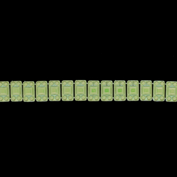 PLASTIC BEADED TRIM GARLAND - TILE 01 - 8x14mm GREEN (LIGHT) AB - ROLL 10yards(9m)