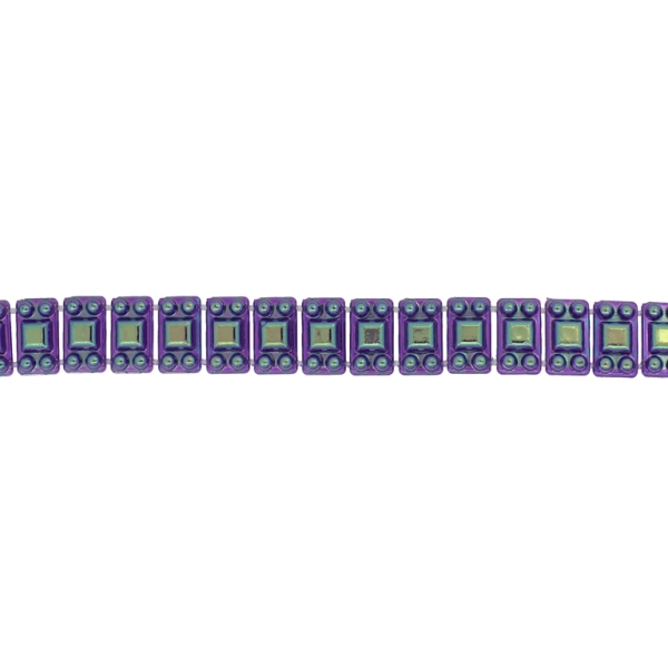 PLASTIC BEADED TRIM GARLAND - TILE 01 - 8x14mm PURPLE (DARK) AB - ROLL 10yards(9m)