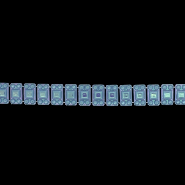 PLASTIC BEADED TRIM GARLAND - TILE 01 - 8x14mm TURQUOISE (LIGHT) AB - ROLL 10yards(9m)