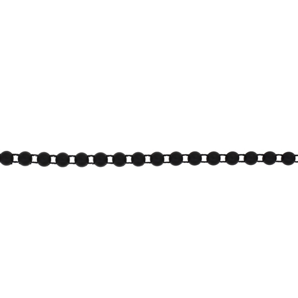 PLASTIC BEADED TRIM GARLAND - HEMISPHERE 01 - 6x4mm BLACK (МАТ) - ROLL 30meters