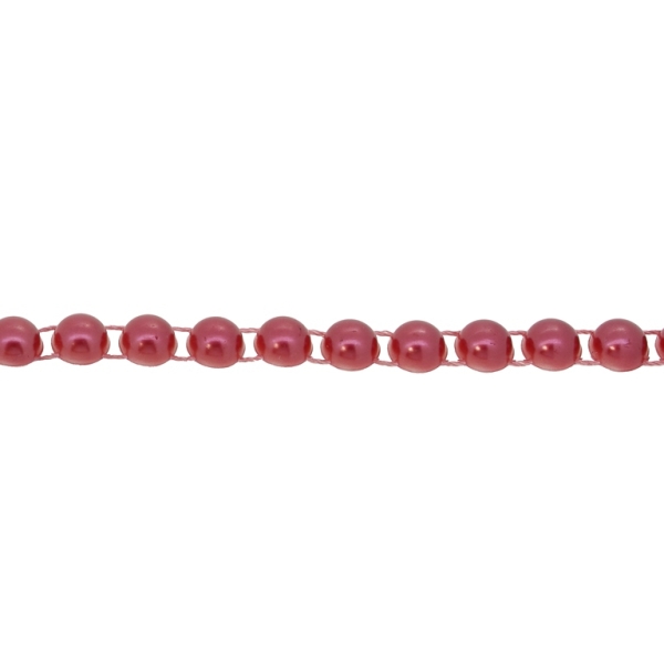 PLASTIC BEADED TRIM GARLAND - HEMISPHERE 01 - 8x5mm RED (DARK) - ROLL 25yards(22m)