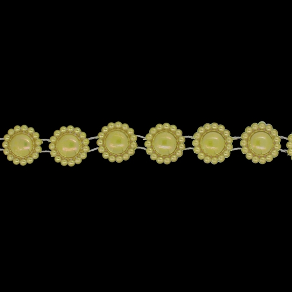 PLASTIC BEADED TRIM GARLAND - FLOWER 05 - 17x5mm YELLOW (DARK) AB - ROLL 10meters