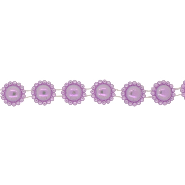 PLASTIC BEADED TRIM GARLAND - FLOWER 05 - 17x5mm PURPLE AB - ROLL 10meters