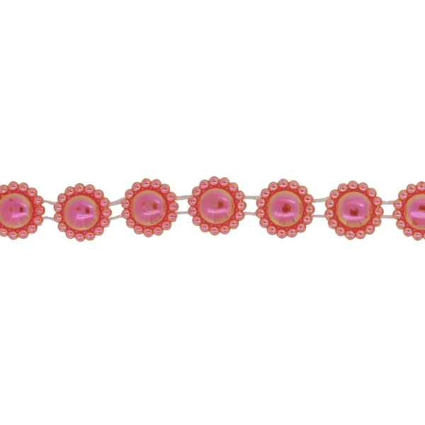 PLASTIC BEADED TRIM GARLAND - FLOWER 05 - 17x5mm ORANGE AB - ROLL 10meters