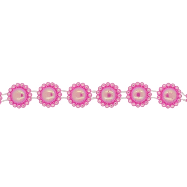 PLASTIC BEADED TRIM GARLAND - FLOWER 05 - 17x5mm CYCLAMEN AB - ROLL 10meters