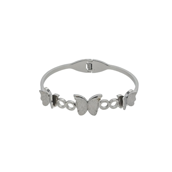 JEWELRY - HARD BRACELET - STAINLESS STEEL - BUTTERFLY 01 AND INFINITIES - 6x4.5cm NICKEL - 1pc.