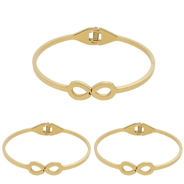 JEWELRY - HARD BRACELET - STAINLESS STEEL - INFINITY 01 - 6x4.5cm GOLD - PACKAGE 3pcs.