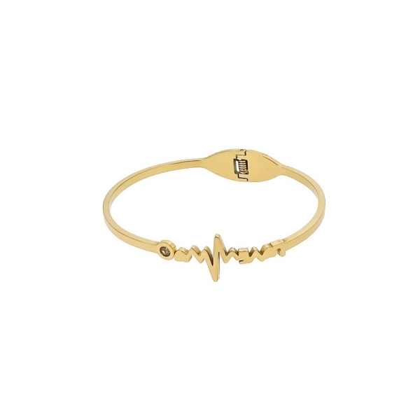 JEWELRY - HARD BRACELET - STAINLESS STEEL WITH CRYSTAL - LOVE 01 PULSE - 6x4.5cm GOLD - 1pc.