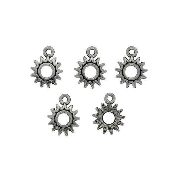 METAL BEADS - PENDANT - SUN 01 - 12x15x2mm NICKEL - 12pcs.  Hole-1.9mm