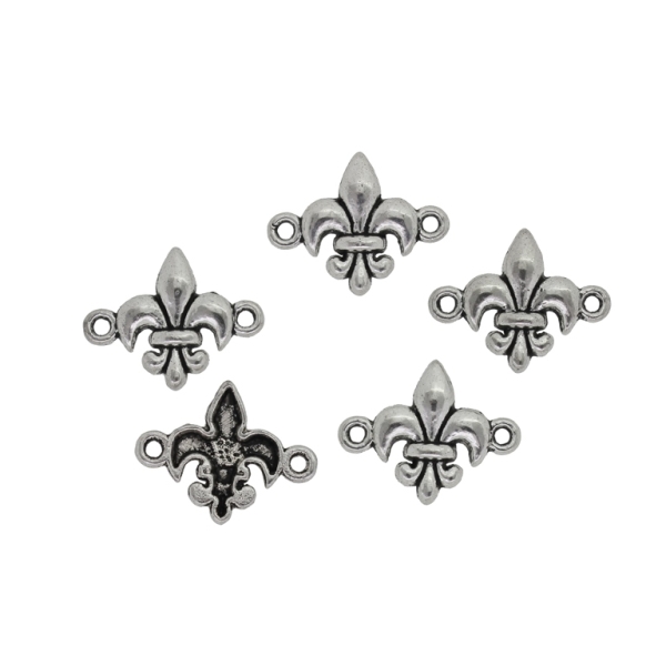 METAL BEADS - CONNECTING ELEMENT - 2 RINGS - ROYAL LILY 01 - 19.5x15x3mm NICKEL - 8pcs. Hole-1.7mm