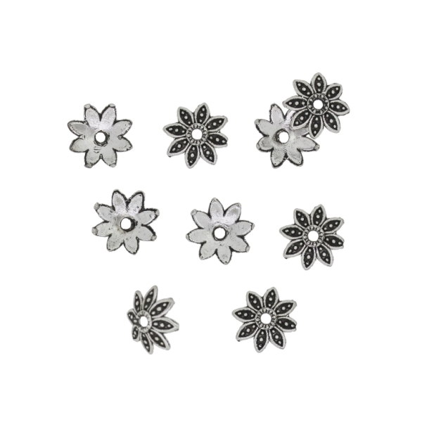 METAL BEADS - FLOWER HAT 09 POINTS - 8x2mm NICKEL Т. - 50pcs. Hole-1.0mm