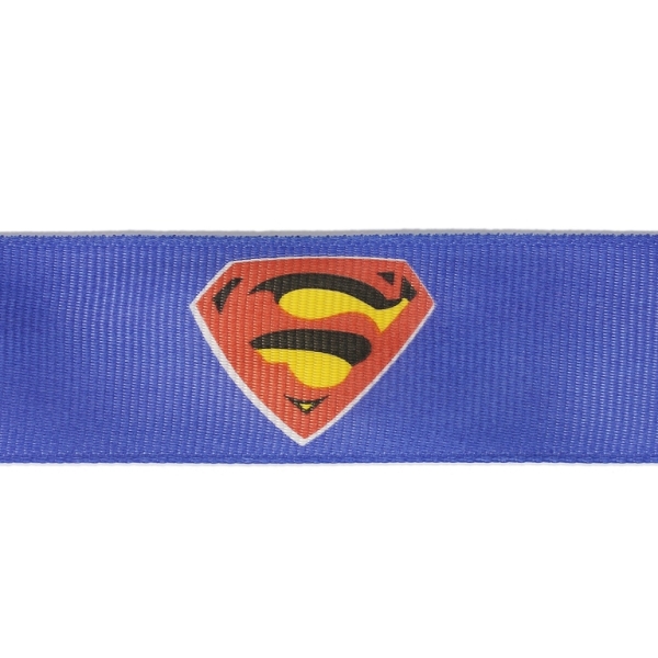 GROSGRAIN RIBBON - PRINT - SUPERHERO SIGN 01 - 25mm BLUE AND RED-YELLOW - 50yards(45m)