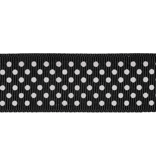 GROSGRAIN RIBBON - DOTS - 26mm BLACK AND WHITE - 100yards(91m)