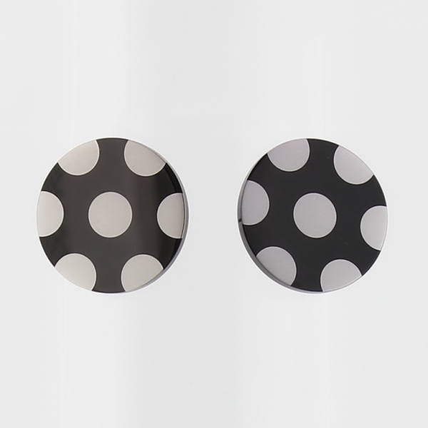 JEWELRY - EARRINGS - SCREW - STAINLESS STEEL - CIRCLE 03 WITH CIRCLES - 1.6cm BLACK AND SILVER - 1 pair