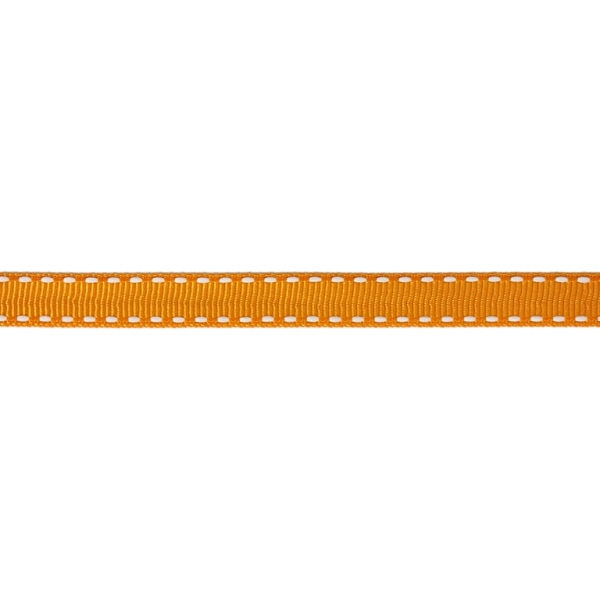 GROSGRAIN RIBBON WITH STICHES - 10mm ORANGE AND WHITE - 50yards(45m)