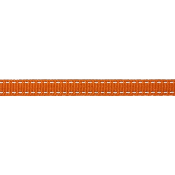 GROSGRAIN RIBBON WITH STICHES - 10mm ORANGE (DARK) AND WHITE - 50yards(45m)