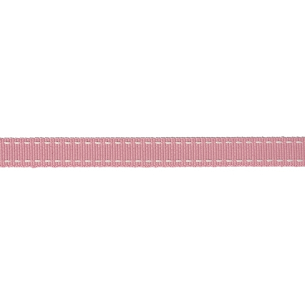 GROSGRAIN RIBBON WITH STICHES - 10mm PINK (LIGHT) AND WHITE - 50yards(45m)