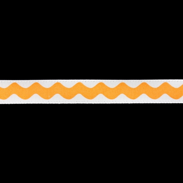 SATIN - PRINT - WAVY STRIPE 01 - 10мм WHITE AND ORANGE - 100yards(91m)