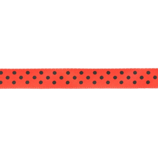 SATIN - PRINT - DOTS - 10мм RED AND BLACK - 100yards(91m)