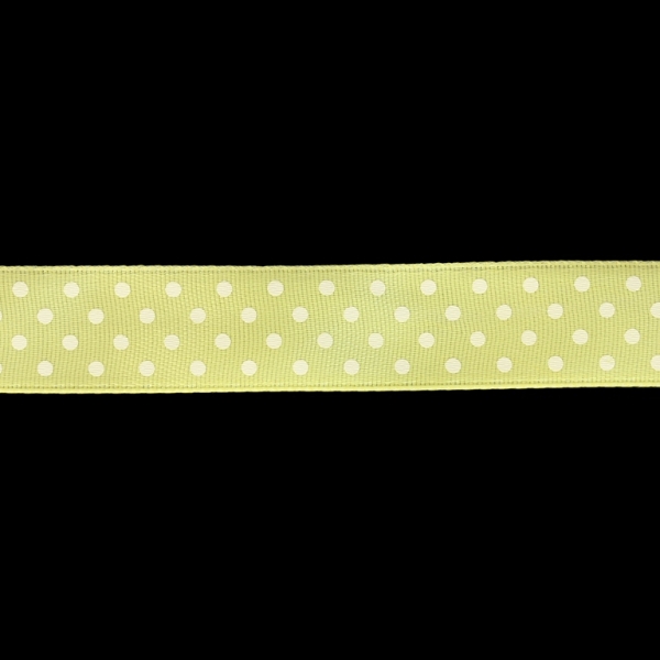 SATIN - PRINT - DOTS - 15мм YELLOW AND WHITE - 100yards(91m)