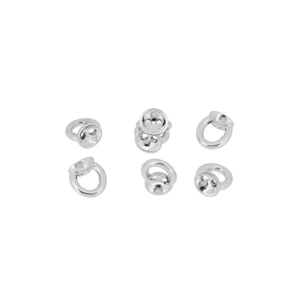 МЕТАЛНИ ЕЛЕМЕНТИ - ДЪРЖАЧ ЗА ВИСУЛКА - ПОЛУСФЕРА С 2 ОТВОРА 1.8мм - 8х10мм НИКЕЛ - ПАКЕТ 100 бр. Халка-5.8х5мм