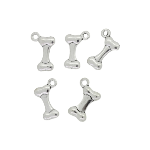 METAL BEADS - PENDANT - BONE 01 - 7x16x3mm NICKEL - 8pcs. Hole-1.7mm