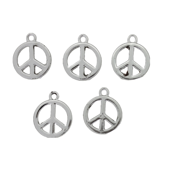 METAL BEADS - PENDANT - PEACE SIGN 06 - 16x19x2mm NICKEL - SECOND-RATE - PACKAGE 40pcs. Hole-2.1mm