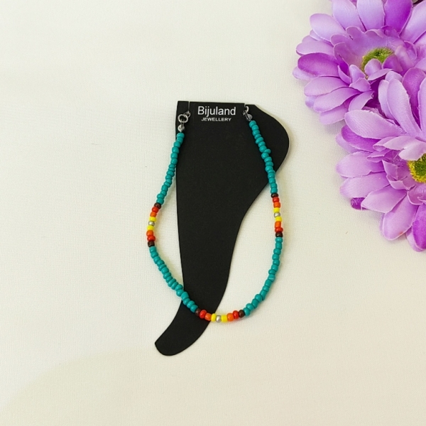 JEWELRY - ANKLET - BRACELET - BEADS SOLID - 22cm TURQUOISE AND MIX - 1pc.