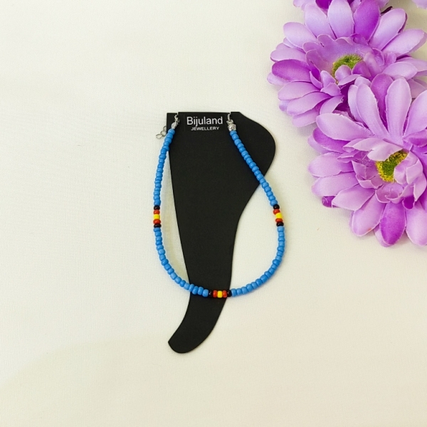 JEWELRY - ANKLET - BRACELET - BEADS SOLID - 22cm BLUE (LIGHT) 43 AND MIX 02 (RED) - 1pc.